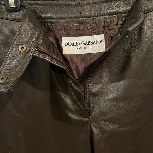Dolce & Gabbana Chocolate Brown Leather Pants - Picture 3 of 4